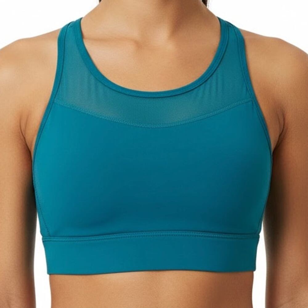 Athleta Deep Water Teal Blue Gigi Racerback Mesh Detail Sports Bra size S